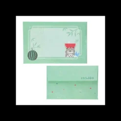 Maison Ghibli Bamboo Fan & Letter Set Totoro with Watermelon - My Neighbor Totoro