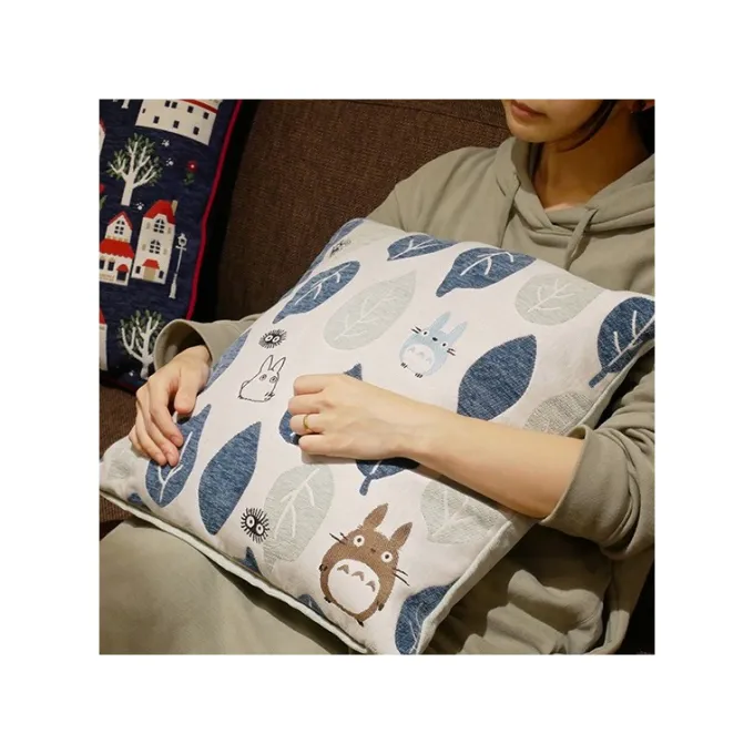 Maison Ghibli Cushion Big Totoro Blue & Green leaves 45x45 cm - My Neighbour Totoro