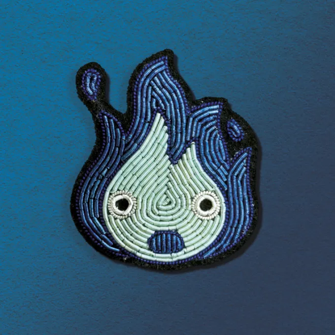 Maison Ghibli Embroidered Jewel Brooch Blue Calcifer - Howl’s Moving Castle