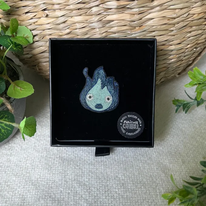 Maison Ghibli Embroidered Jewel Brooch Blue Calcifer - Howl’s Moving Castle