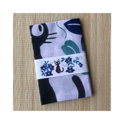 Maison Ghibli Tenugui Jiji Blue flowers - Kiki’s Delivery Service