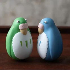Maison Ghibli Two pack Roly-poly figurines Blue & Green Parakeet - The Boy and the