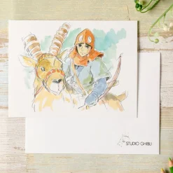 Maison Ghibli Watercolour Greeting cards 24 x 15,8 cm Ashitaka and Yakul - Princess