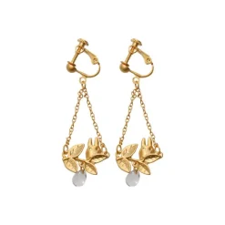 Maison Ghibli White Totoro Clip Earrings Jewel Hidden In A Leaf - My Neighbor Totoro